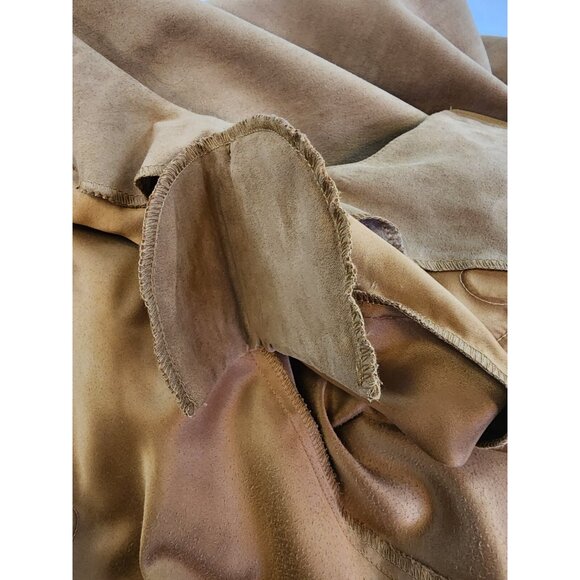 BFA Classics Blazer Jacket Women 8 Tan Zip Up Faux Suede Embroidered - Picture 9 of 10